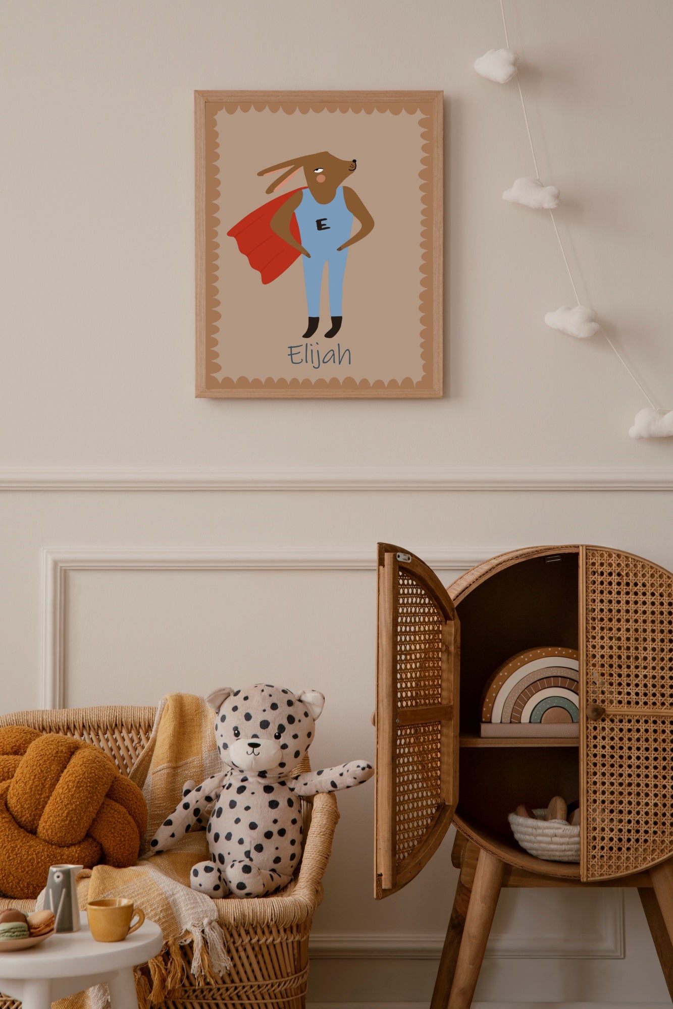 superheld hond babykamer poster