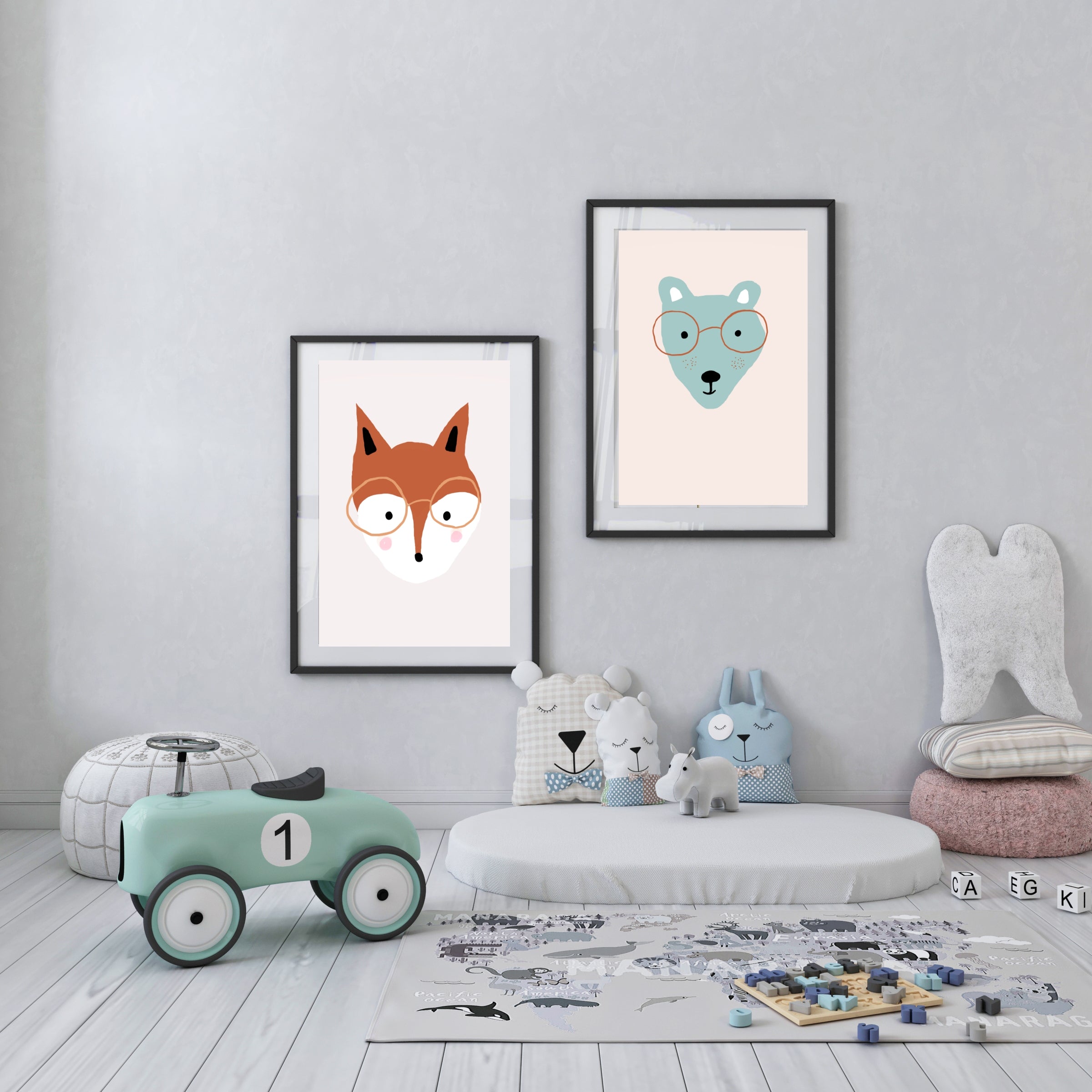 Cute fox Animal poster baby room Pompelmoes Kids